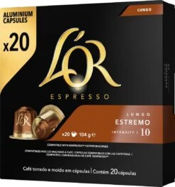 L'OR Lungo Estremo (10) - 10 X 20 Koffiecups -KoffieLuxe Aanbiedingen Winkel 1128x1200 3