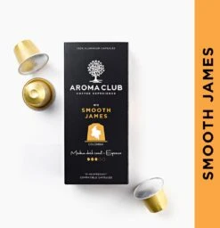 Aroma Club - Nespresso Compatible Capsules (120 St.) - No. 2 Smooth James - Intensiteit 3/5 - Espresso & Lungo - 100% Aluminium Koffiecups -KoffieLuxe Aanbiedingen Winkel 1160x1200