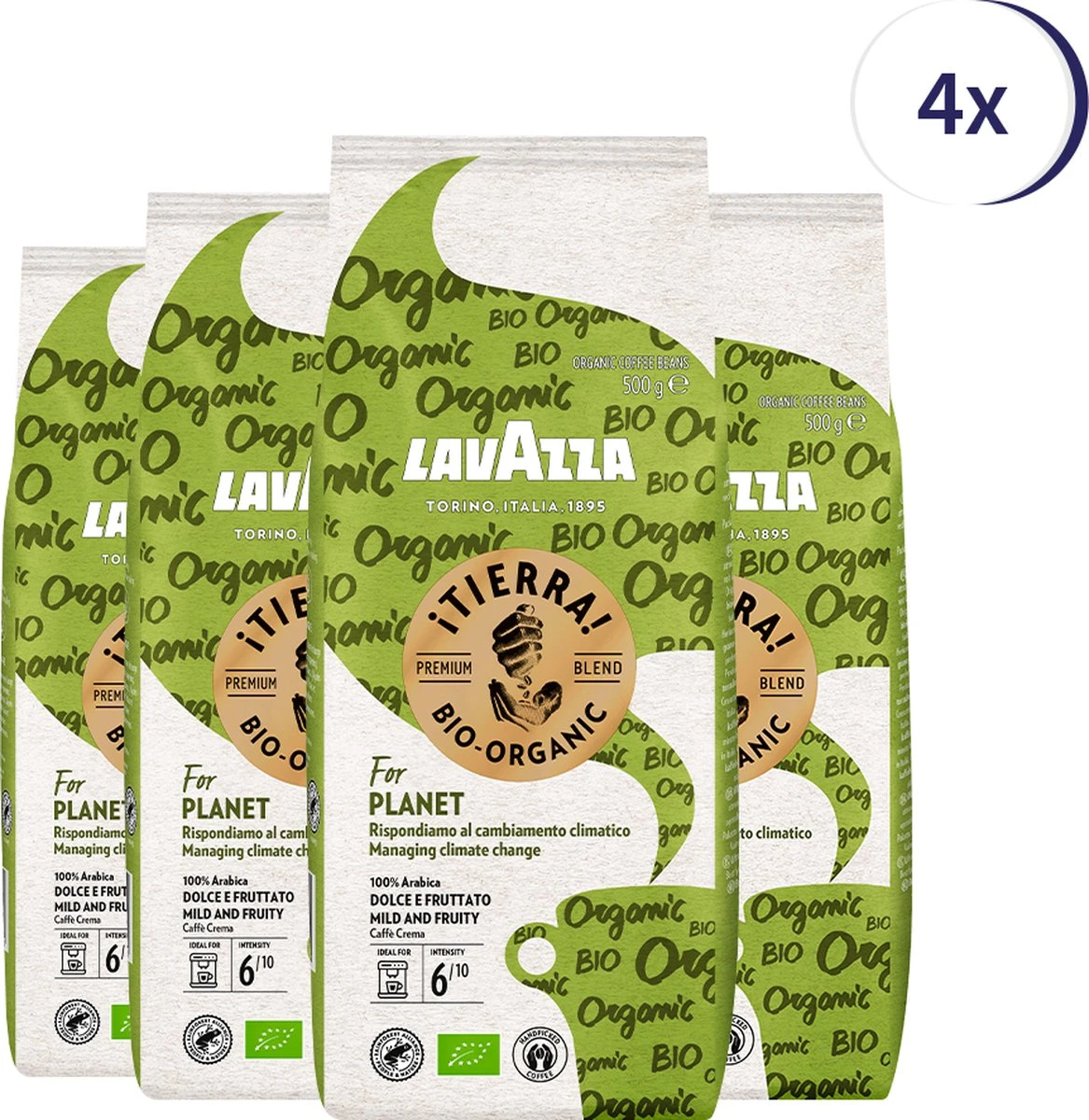 Lavazza Tierra For Planet Biologische Koffiebonen - 500 Gram X4 1 Lavazza Tierra For Planet Biologische Koffiebonen - 500 Gram X4