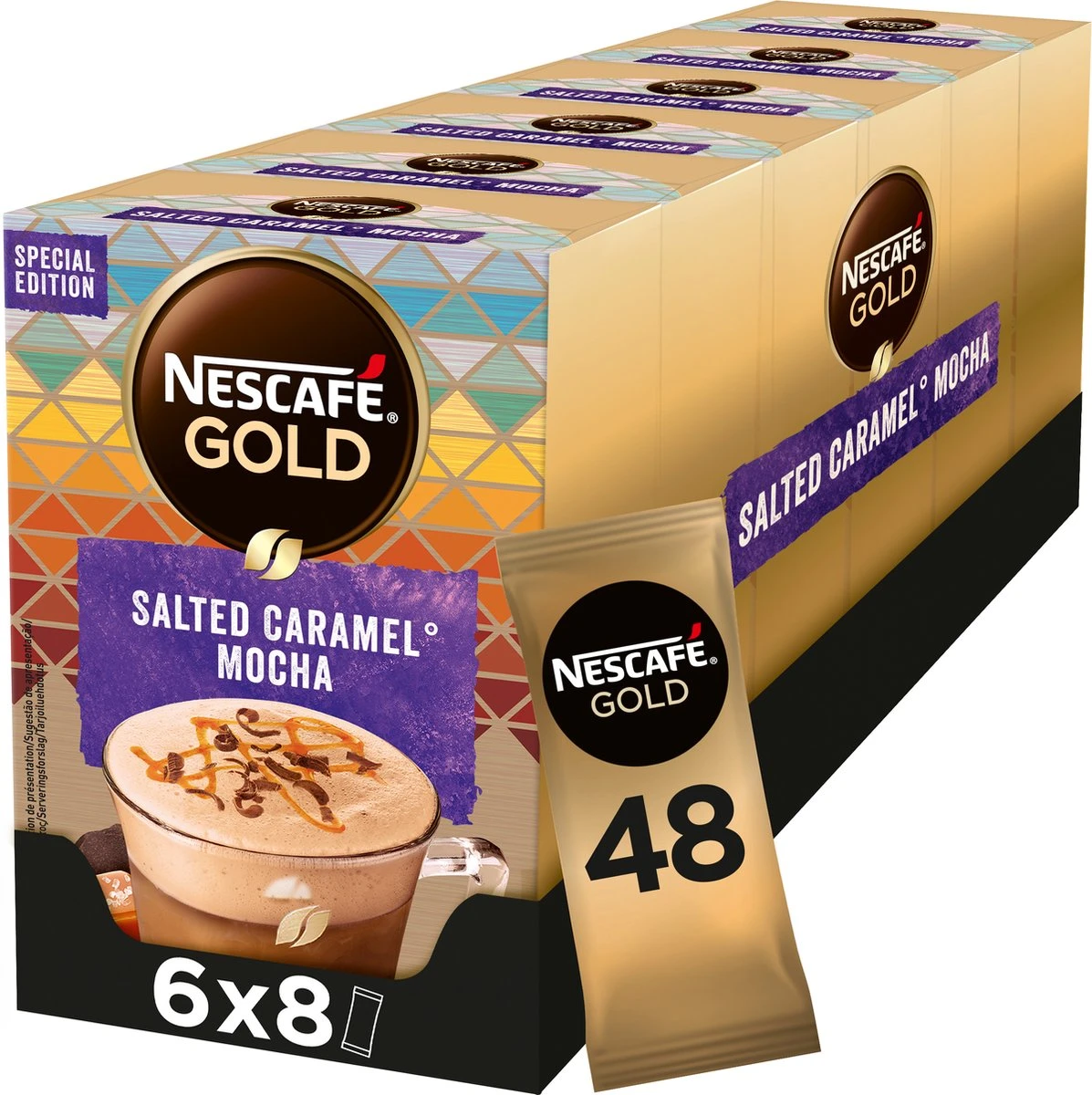 Nescafé Gold Salted Caramel Mocha - 6 Doosjes à 8 Zakjes 1 Nescafé Gold Salted Caramel Mocha - 6 Doosjes à 8 Zakjes