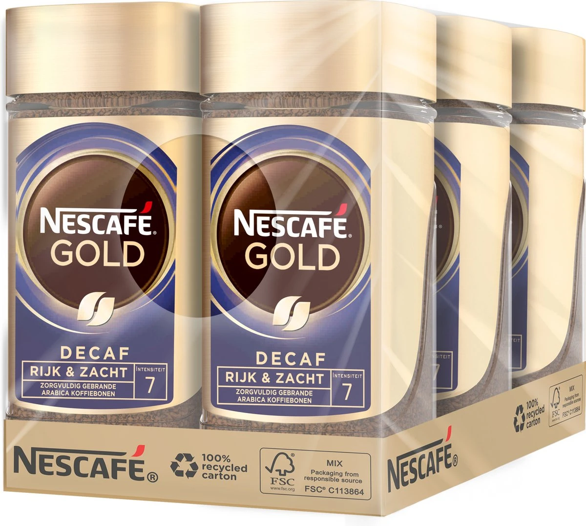 Nescafé Gold Decafé Oploskoffie - 6 Potten à 100 Gram 1 Nescafé Gold Decafé Oploskoffie - 6 Potten à 100 Gram