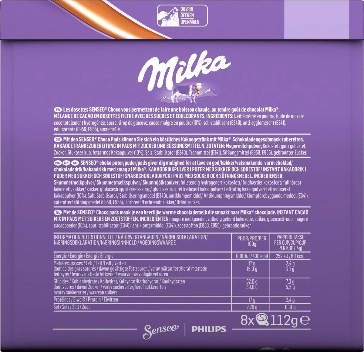 Senseo Milka Pads - 4 X 8 Pads - Warme Chocolademelk 2 Senseo Milka Pads - 4 X 8 Pads - Warme Chocolademelk - Afbeelding 2