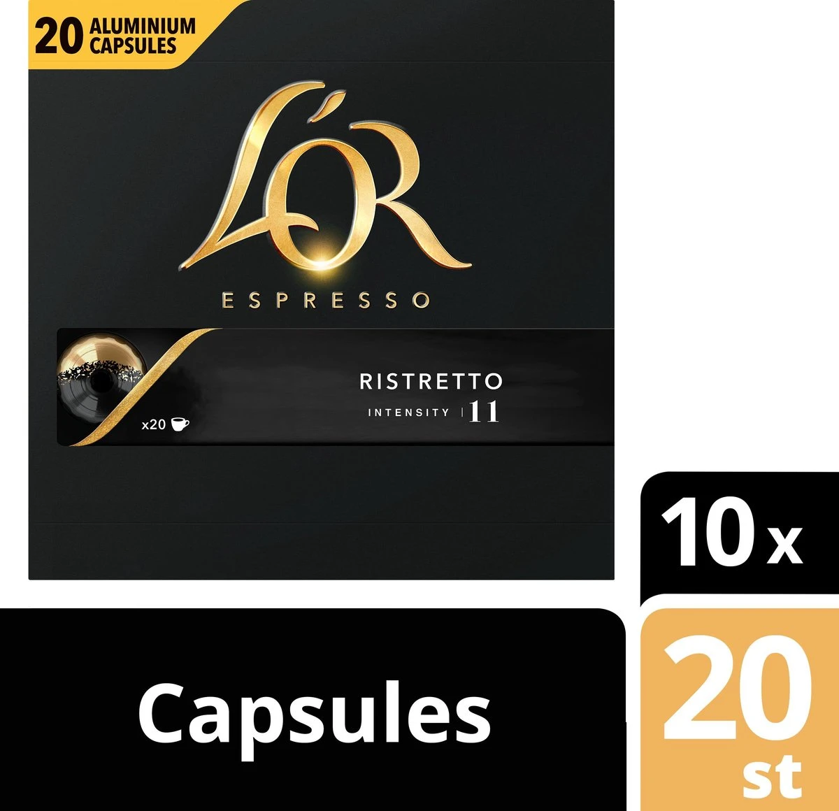 L'OR Espresso Ristretto Koffiecups - Intensiteit 11/12 - 10 X 20 Capsules 2 L'OR Espresso Ristretto Koffiecups - Intensiteit 11/12 - 10 X 20 Capsules - Afbeelding 2