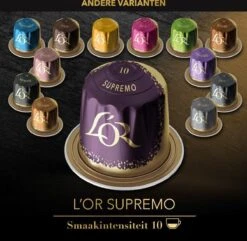 L'OR Espresso Supremo Koffiecups - Intensiteit 10/12 - 10 X 10 Capsules -KoffieLuxe Aanbiedingen Winkel 1200x1173 3