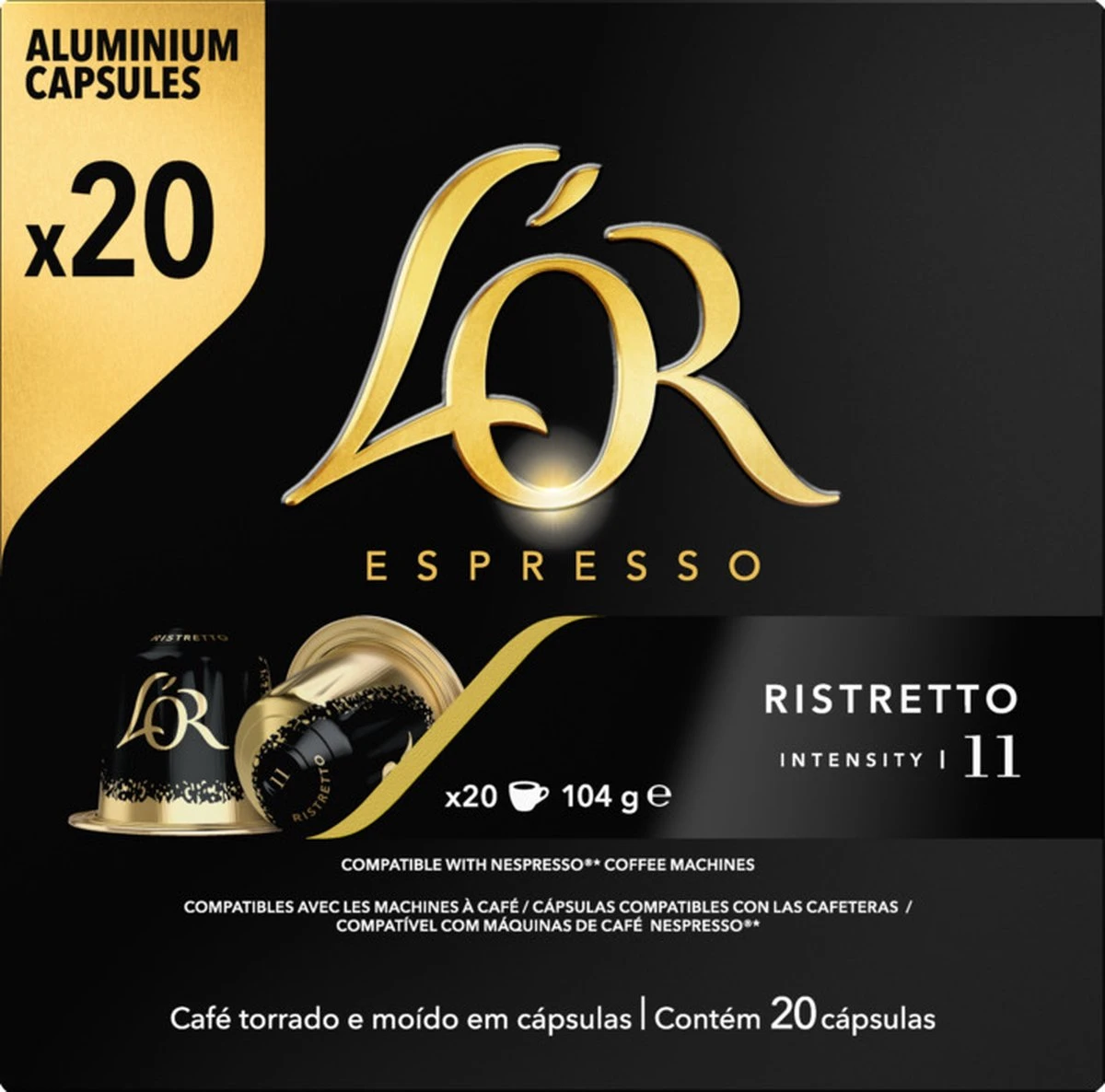 Koffiecups Douwe Egberts L'OR Espresso Ristretto - 20 Cups - Koffie Smaaksterkte 11 1 Koffiecups Douwe Egberts L'OR Espresso Ristretto - 20 Cups - Koffie Smaaksterkte 11