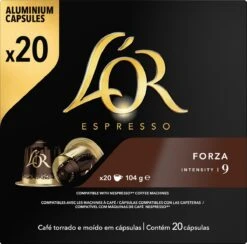 L'OR Espresso Forza Koffiecups - Intensiteit 9/12 - 10 X 20 Capsules -KoffieLuxe Aanbiedingen Winkel 1200x1187 2