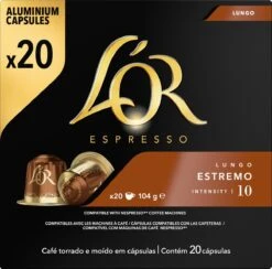 L'OR Lungo Estremo (10) - 10 X 20 Koffiecups -KoffieLuxe Aanbiedingen Winkel 1200x1187 4