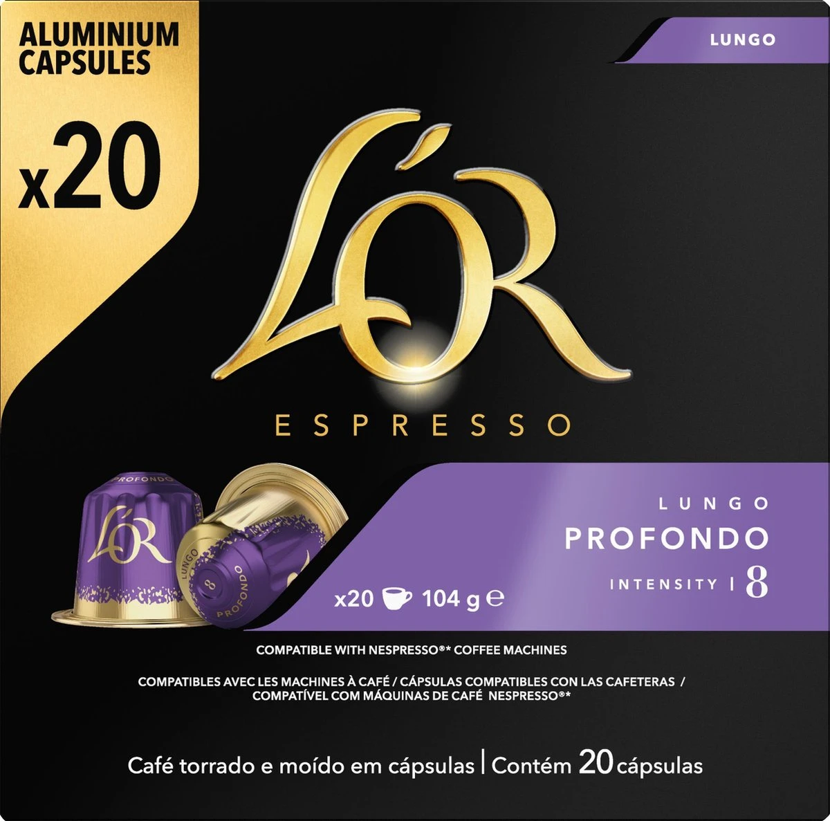 L'OR Lungo Profondo Koffiecups - Intensiteit 8/12 - 10 X 20 Capsules 2 L'OR Lungo Profondo Koffiecups - Intensiteit 8/12 - 10 X 20 Capsules - Afbeelding 2