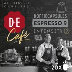 Douwe Egberts D.E Café Espresso Koffiecups - Intensiteit 9/12 - 10 X 20 Capsules -KoffieLuxe Aanbiedingen Winkel 1200x1190 1