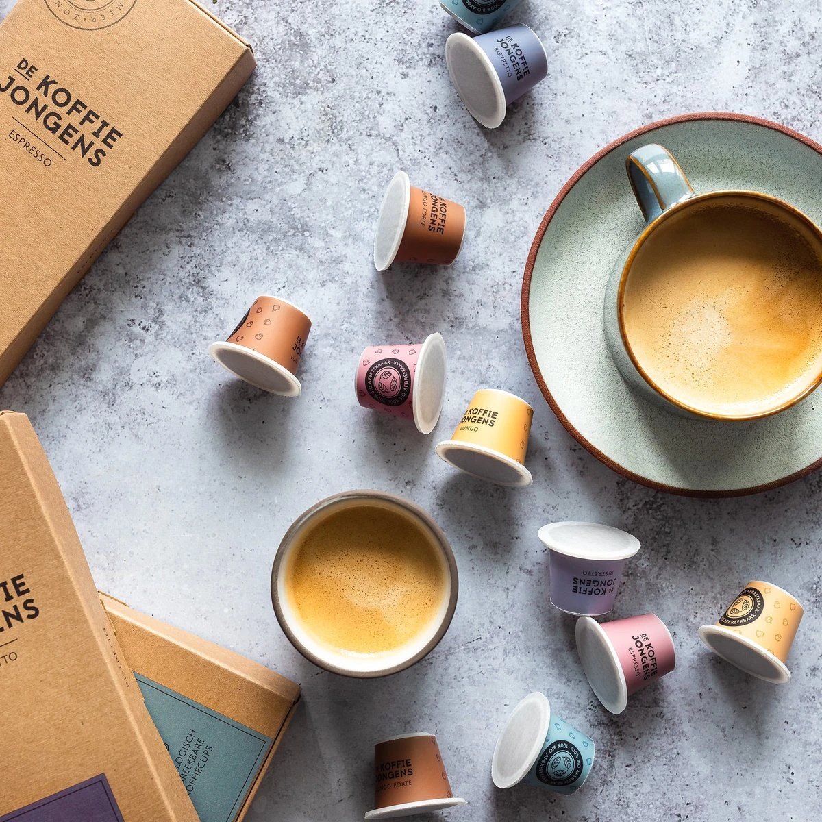 De Koffiejongens - Proefpakket - Nespresso Cups - 100% Biologisch Afbreekbaar - 6x10 Cups - Nespresso Compatible 3 De Koffiejongens - Proefpakket - Nespresso Cups - 100% Biologisch Afbreekbaar - 6x10 Cups - Nespresso Compatible - Afbeelding 3