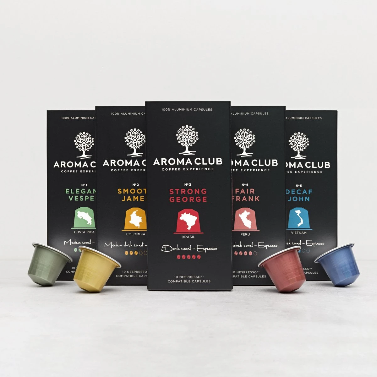 Aroma Club - Nespresso Compatible Capsules (120 St.) - No. 5 Decaf John - Intensiteit 3/5 - Decaf - 100% Aluminium Koffiecups 6 Aroma Club - Nespresso Compatible Capsules (120 St.) - No. 5 Decaf John - Intensiteit 3/5 - Decaf - 100% Aluminium Koffiecups - Afbeelding 6