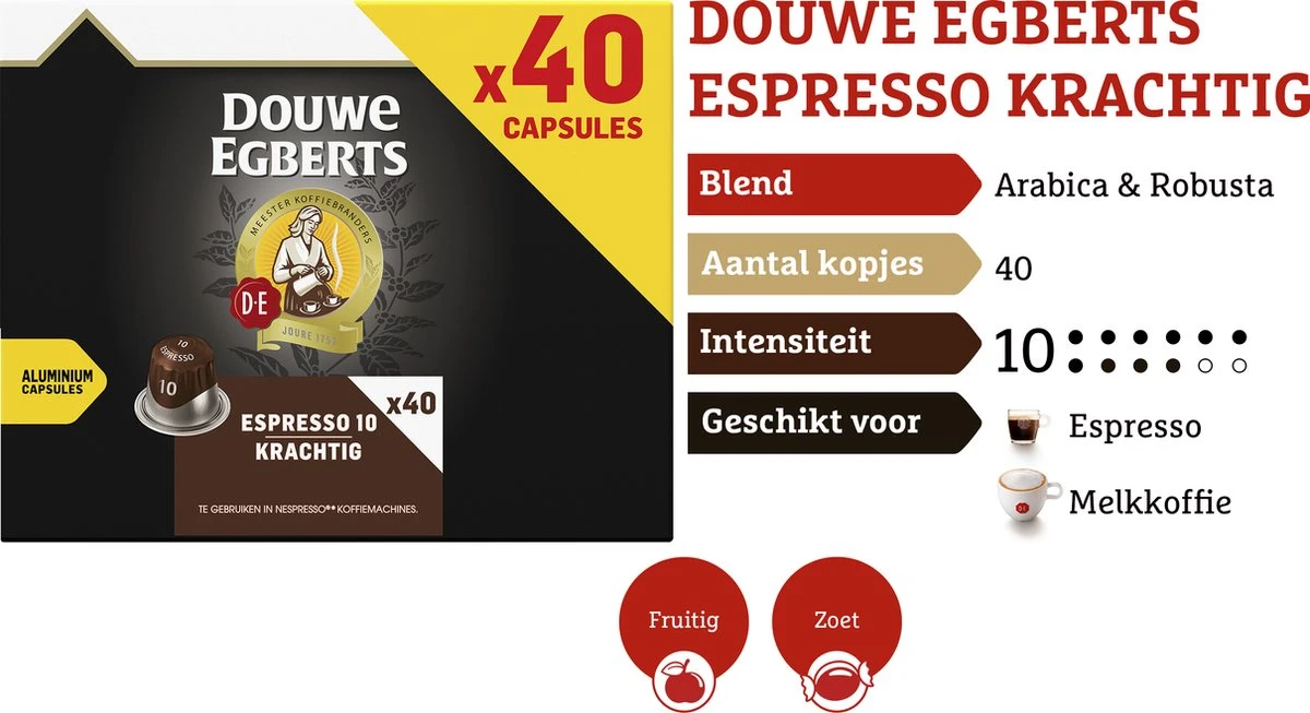 Douwe Egberts Espresso Krachtig (10) - 5 X 40 Koffiecups 5 Douwe Egberts Espresso Krachtig (10) - 5 X 40 Koffiecups - Afbeelding 5