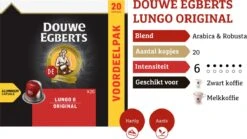 Douwe Egberts Lungo Original Koffiecups - Intensiteit 6/12 - 10 X 20 Capsules -KoffieLuxe Aanbiedingen Winkel 1200x674