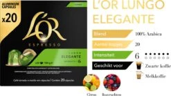 L'OR Lungo Elegante Koffiecups - Intensiteit 6/12 - 10 X 20 Capsules 16 L'OR Lungo Elegante Koffiecups - Intensiteit 6/12 - 10 X 20 Capsules -KoffieLuxe Aanbiedingen Winkel 1200x677