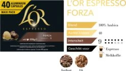 L'OR Espresso Forza Koffiecups - Intensiteit 9/12 - 4 X 40 Capsules -KoffieLuxe Aanbiedingen Winkel 1200x678