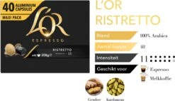 L'OR Espresso Ristretto Koffiecups - Intensiteit 11/12 - 4 X 40 Capsules 16 L'OR Espresso Ristretto Koffiecups - Intensiteit 11/12 - 4 X 40 Capsules -KoffieLuxe Aanbiedingen Winkel 1200x691 1