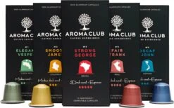 Aroma Club - Proefpakket Nespresso Compatible Capsules (100 St.) - 5 Smaken - Espresso & Lungo - 100% Aluminium Koffiecups
