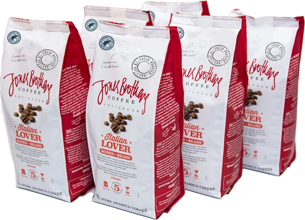 Jones Brothers Coffee Koffiebonen Italian Lover – 6 X 500 Gram 5 Jones Brothers Coffee Koffiebonen Italian Lover – 6 X 500 Gram - Afbeelding 5