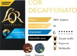 L'OR Espresso Decaffeinato Koffiecups - Intensiteit 6/12 - 10 X 10 Capsules -KoffieLuxe Aanbiedingen Winkel 1200x868