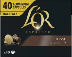 L'OR Espresso Forza Koffiecups - Intensiteit 9/12 - 4 X 40 Capsules -KoffieLuxe Aanbiedingen Winkel 1200x942 1