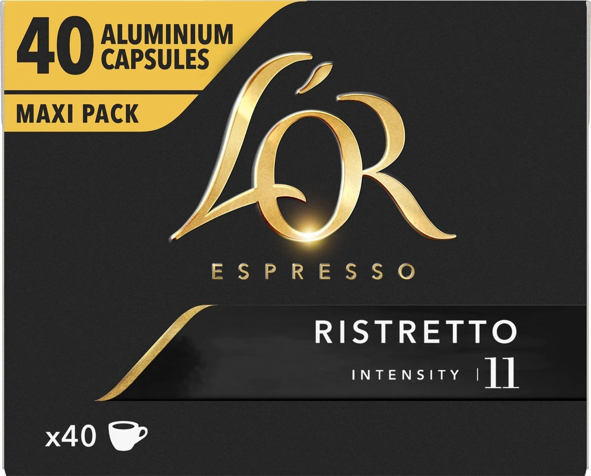 L'OR Espresso Ristretto Koffiecups - Intensiteit 11/12 - 4 X 40 Capsules 2 L'OR Espresso Ristretto Koffiecups - Intensiteit 11/12 - 4 X 40 Capsules - Afbeelding 2