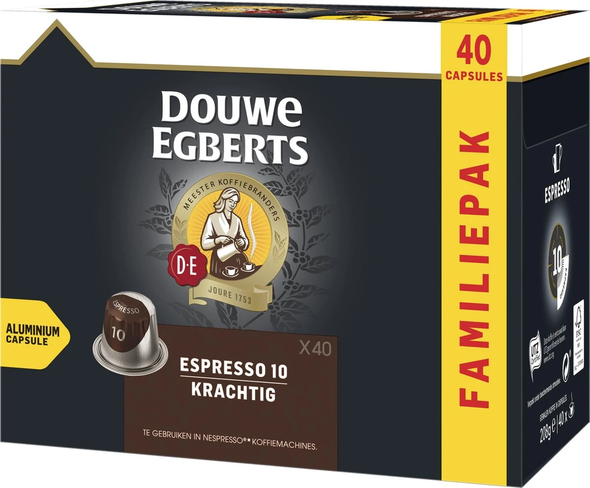 Douwe Egberts Espresso Krachtig (10) - 5 X 40 Koffiecups 4 Douwe Egberts Espresso Krachtig (10) - 5 X 40 Koffiecups - Afbeelding 4