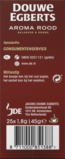 Douwe Egberts Aroma Rood Sticks Oploskoffie - 6 X 25 Zakjes -KoffieLuxe Aanbiedingen Winkel 492x1200