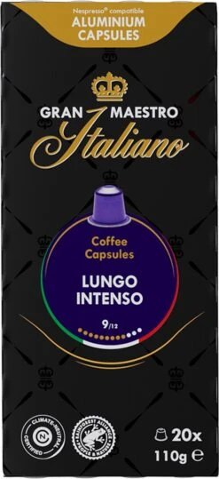 Gran Maestro Italiano - Lungo Intenso - Koffiecups - Nespresso Compatibel Capsules - Krachtige Smaak - 6 X 20 Cups -KoffieLuxe Aanbiedingen Winkel 550x1200 2