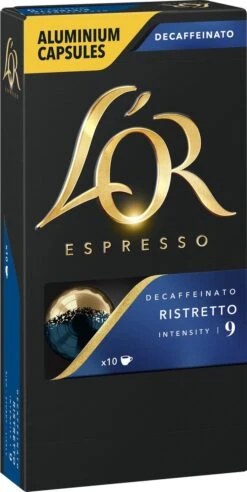 L'OR Espresso Ristretto Decaffeinato - Intensiteit 9/12 - 10 X 10 Capsules 20 L'OR Espresso Ristretto Decaffeinato - Intensiteit 9/12 - 10 X 10 Capsules -KoffieLuxe Aanbiedingen Winkel 603x1200