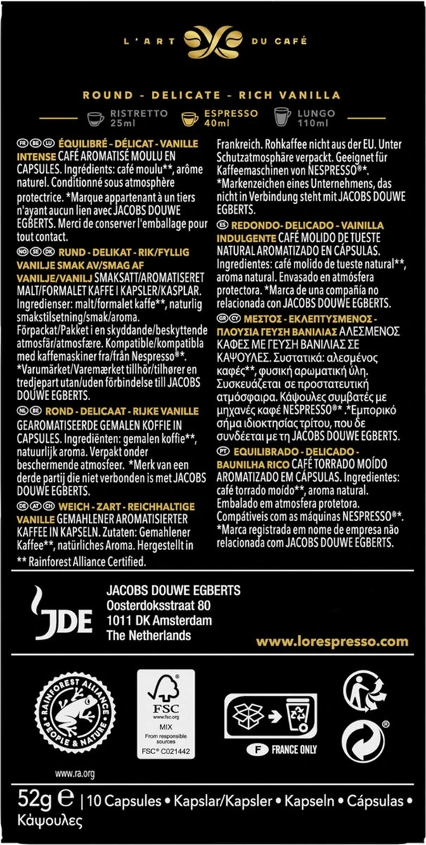 L'OR Espresso Vanille Koffiecups - 10 X 10 Capsules 2 L'OR Espresso Vanille Koffiecups - 10 X 10 Capsules - Afbeelding 2