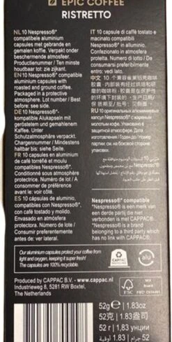 100 Capsules Epic Coffee - Ristretto - Nespresso® Compatible Aluminium Capsules - RFA Keurmerk - Doos 100 Stuks 14 100 Capsules Epic Coffee - Ristretto - Nespresso® Compatible Aluminium Capsules - RFA Keurmerk - Doos 100 Stuks -KoffieLuxe Aanbiedingen Winkel 606x1200 7