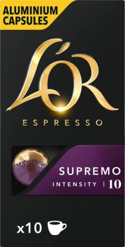 L'OR Espresso Supremo Koffiecups - Intensiteit 10/12 - 10 X 10 Capsules -KoffieLuxe Aanbiedingen Winkel 607x1200 2