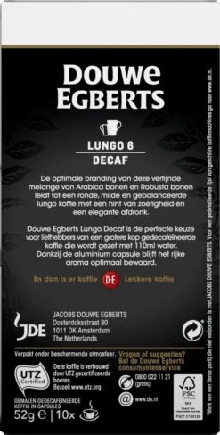 Douwe Egberts Lungo Decaf Koffiecups - Intensiteit 6/12 - 10 X 10 Capsules -KoffieLuxe Aanbiedingen Winkel 607x1200 3