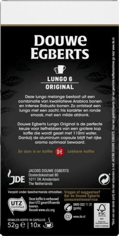 Douwe Egberts Lungo Original Koffiecups - Intensiteit 6/12 - 10 X 10 Capsules -KoffieLuxe Aanbiedingen Winkel 607x1200 8