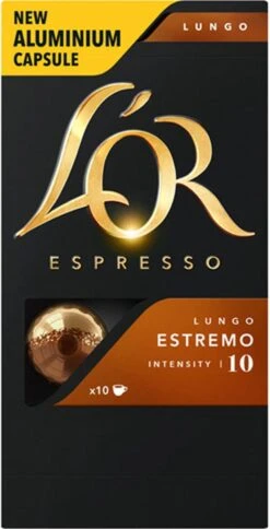 L'OR Lungo Estremo Koffiecups - Intensiteit 10/12 - 10 X 10 Capsules -KoffieLuxe Aanbiedingen Winkel 612x1200