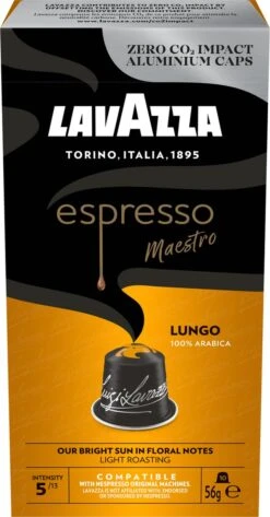 Lavazza Espresso Lungo - Aluminium Nespresso Capsules - 10 Stuks -KoffieLuxe Aanbiedingen Winkel 627x1200
