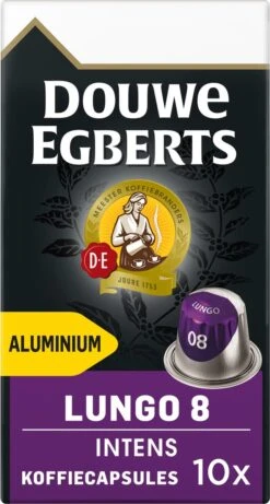 Douwe Egberts Lungo Intens Koffiecups - Intensiteit 8/12 - 10 X 10 Capsules -KoffieLuxe Aanbiedingen Winkel 643x1200