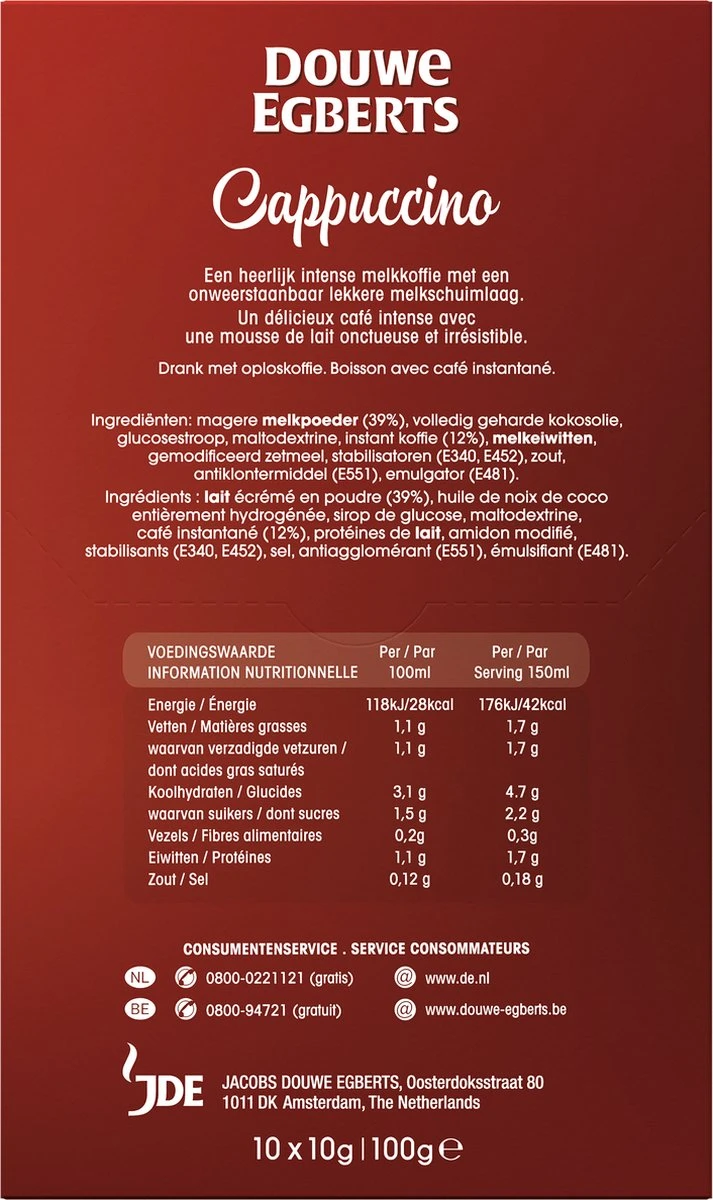 Douwe Egberts Verwenkoffie Cappuccino Oploskoffie - 5 X 10 Zakjes 3 Douwe Egberts Verwenkoffie Cappuccino Oploskoffie - 5 X 10 Zakjes - Afbeelding 3