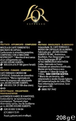 L'OR Lungo Estremo Koffiecups - Intensiteit 10/12 - 4 X 40 Capsules -KoffieLuxe Aanbiedingen Winkel 750x1200