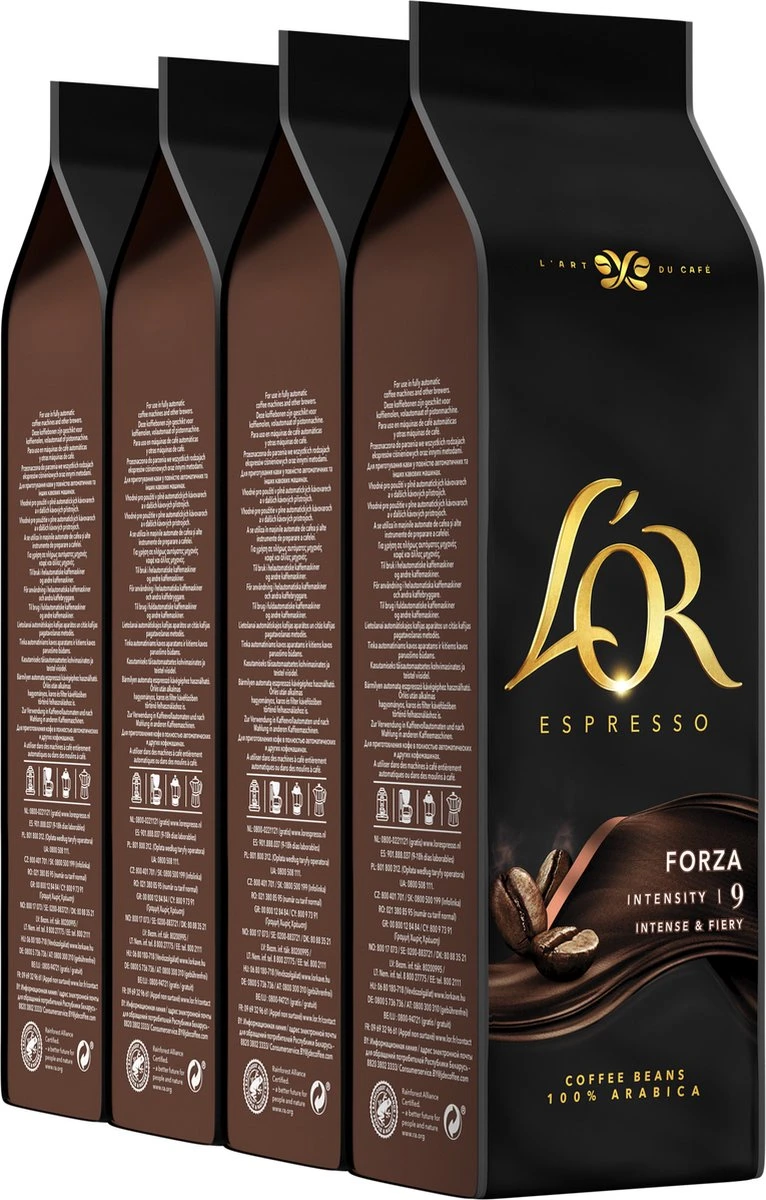 L'OR Espresso Forza Koffiebonen (9) - 4 X 500 Gram 1 L'OR Espresso Forza Koffiebonen (9) - 4 X 500 Gram