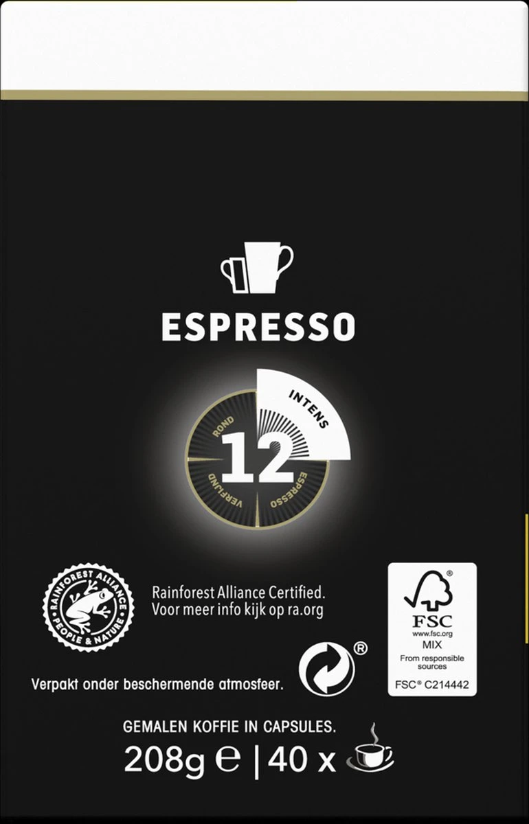 Douwe Egberts Espresso Ristretto Koffiecups (12) - 5 X 40 Koffiecups 5 Douwe Egberts Espresso Ristretto Koffiecups (12) - 5 X 40 Koffiecups - Afbeelding 5