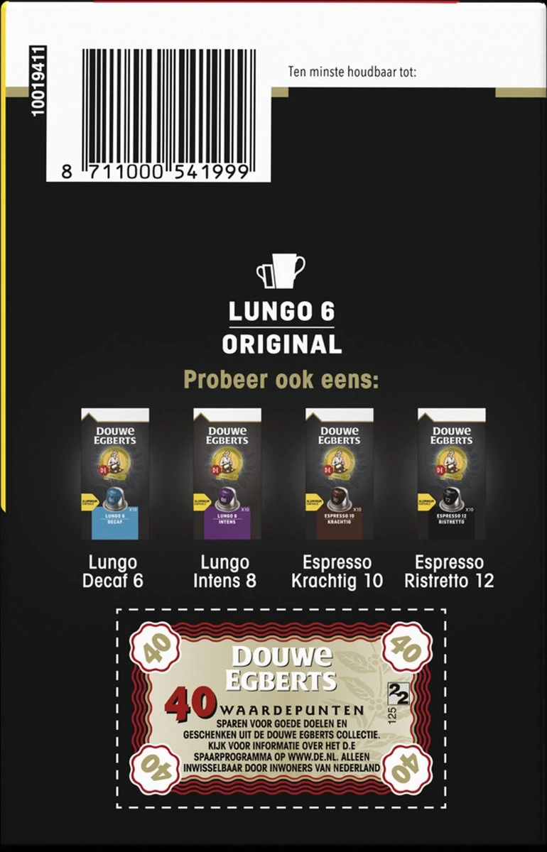 Douwe Egberts Lungo Original Koffiecups (6) - 5 X 40 Koffiecups 3 Douwe Egberts Lungo Original Koffiecups (6) - 5 X 40 Koffiecups - Afbeelding 3