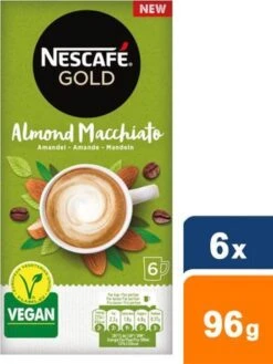 Nescafé Gold Almond Macchiato Oploskoffie - 6 Doosjes à 6 Zakjes -KoffieLuxe Aanbiedingen Winkel 900x1200 2