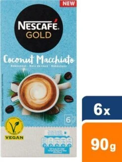 Nescafé Gold Coconut Macchiato Oploskoffie - 6 Doosjes à 6 Zakjes -KoffieLuxe Aanbiedingen Winkel 901x1200