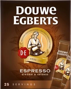 Douwe Egberts Espresso Sticks Oploskoffie - 6 X 25 Zakjes 13 Douwe Egberts Espresso Sticks Oploskoffie - 6 X 25 Zakjes -KoffieLuxe Aanbiedingen Winkel 954x1200