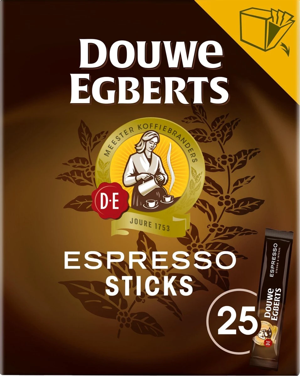 Douwe Egberts Espresso Sticks Oploskoffie - 6 X 25 Zakjes 2 Douwe Egberts Espresso Sticks Oploskoffie - 6 X 25 Zakjes - Afbeelding 2