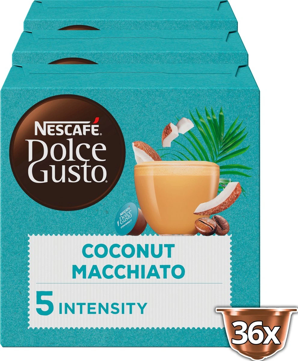 Nescafé Dolce Gusto Coconut Macchiato Capsules - Vegan Koffie - 36 Koffiecups 2 Nescafé Dolce Gusto Coconut Macchiato Capsules - Vegan Koffie - 36 Koffiecups - Afbeelding 2